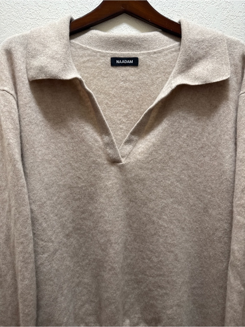 NAADAM 100% Cashmere Sweater Beige 2XL Collared V Neck Oversized